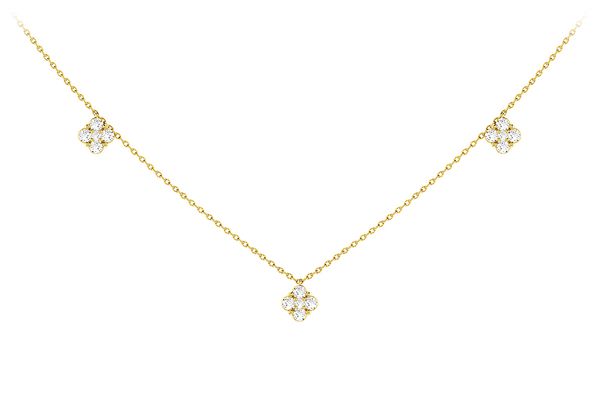 Clover Diamond Station Necklace 14k Solid Gold 0.45ctw