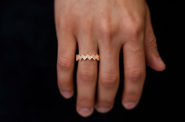 Zig Zag Diamond Ring 14k Solid Gold 0.60ctw