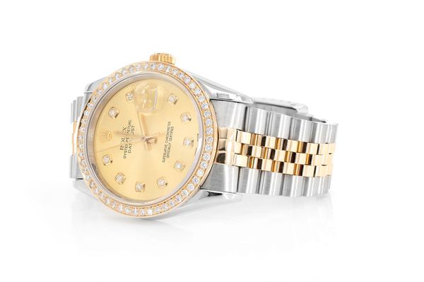 Rolex Datejust 36MM 18k Yellow Gold & Steel (16233) - 1.00ctw Diamond Bezel