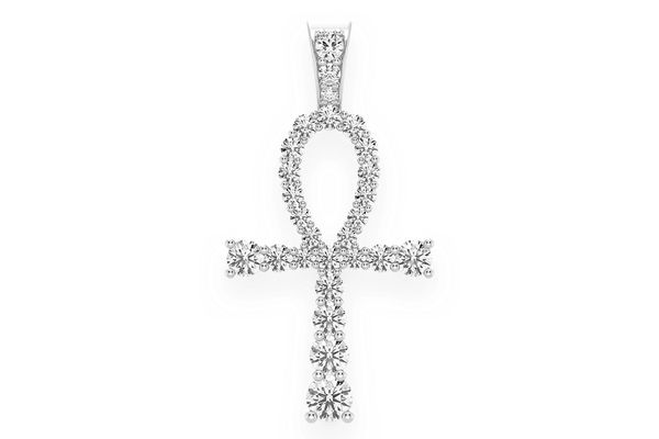 Graduated Egyptian Ankh Diamond Pendant 14k Solid Gold 1.50ctw