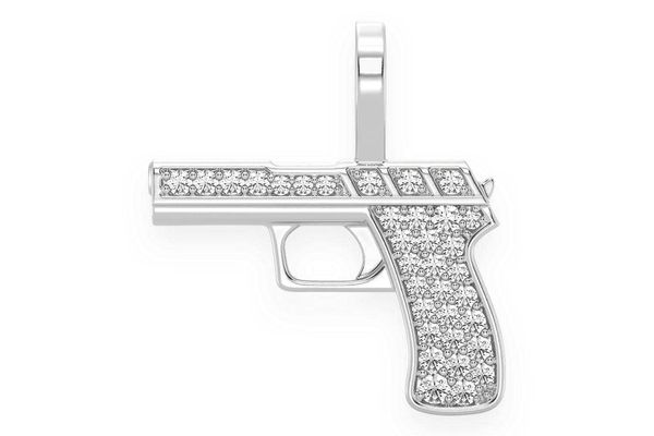 Pistol Diamond Pendant 14k Solid Gold .20ctw