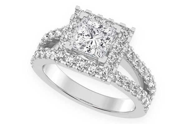 1.00ct Princess Solitaire - Two Row Split - Diamond Engagement Ring - All Natural Vs Diamonds