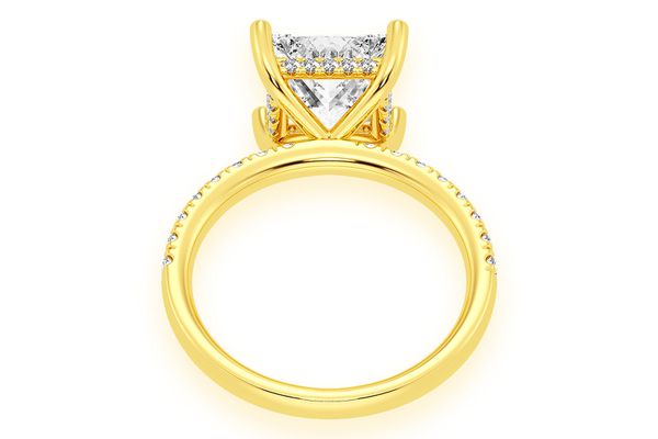 Thinn - 3.00ct Princess Solitaire - One Row Under Halo - Diamond Engagement Ring - All Natural Vs Diamonds