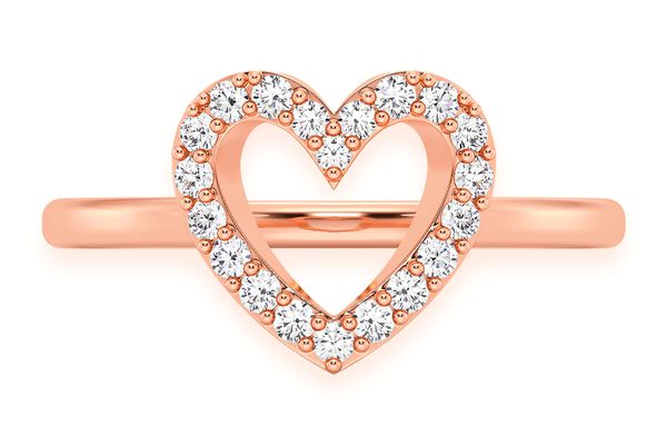 Open Heart Diamond Ring 14k Solid Gold 0.20ctw