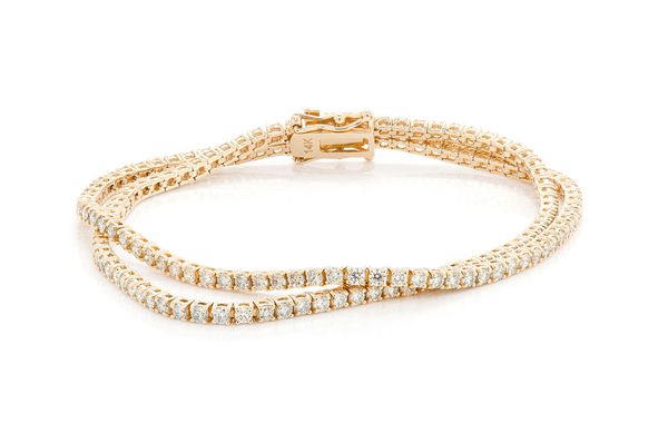 3pt Two Row Prong Set Diamond Tennis Bracelet 14k Solid Gold 4.75ctw