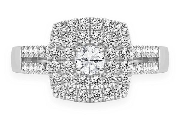 .75ctw - Round Double Halo Split Shank - Diamond Engagement Ring - All Natural