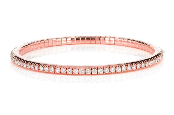 Diamond Flex Bangle Tennis Bracelet 14k Solid Gold 2.20ctw