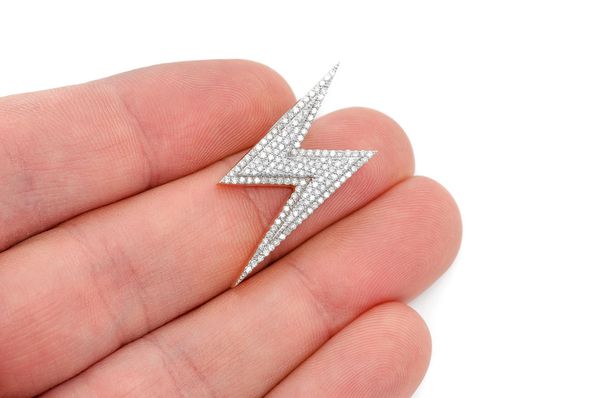 Lightning Bolt Double Layer Pendant 14k Solid Gold 0.65ctw