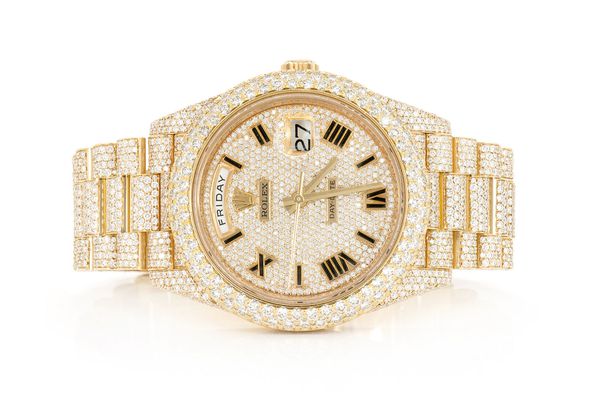 Icebox Rolex Day Date 40MM 18k Yellow Gold 228238 19.89ctw Fully Iced Out