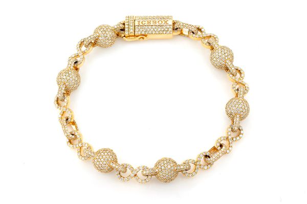 Infinity Bead Link Diamond Bracelet 14k Solid Gold 12.50ctw