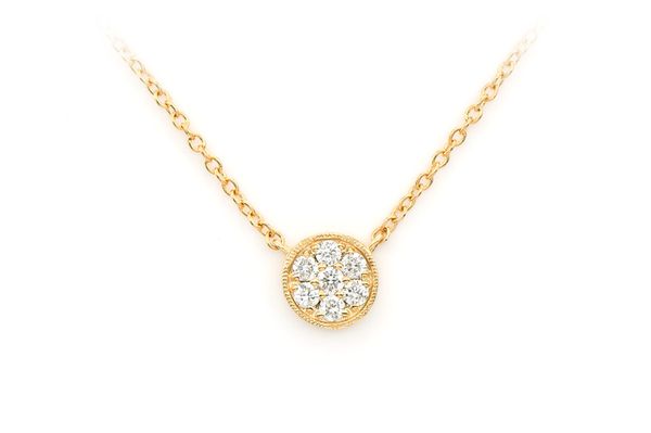 Round Diamond Disc Pendant 14k Solid Gold 0.10ctw