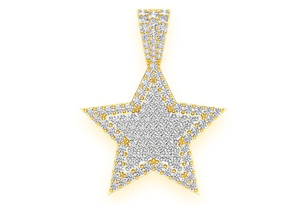 Star Double Layer Diamond Pendant 14k Solid Gold 1.00ctw