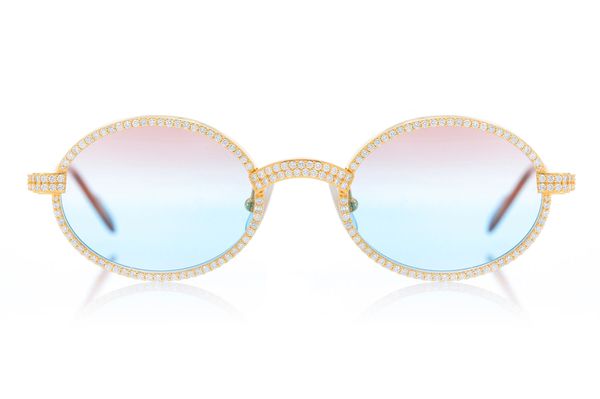 Cartier Glasses Iced Out Diamond Rims - Pink/blue Fade Lens - 4.50ctw