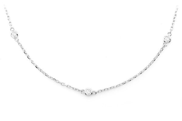 Round Bezel Set Diamond Necklace Connected 14k Solid Gold 0.35ctw