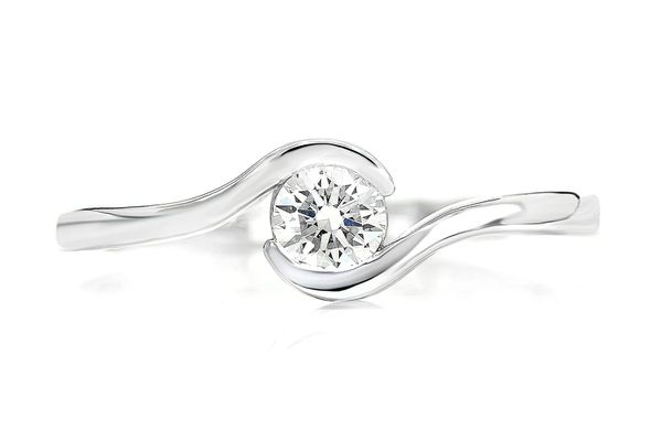 0.25ct Solitaire Round Diamond Bypass Engagement Ring 14k Solid Gold - All Natural 