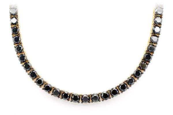 Black Diamond Prong Set Tennis Necklace 14k Solid Gold 110ctw