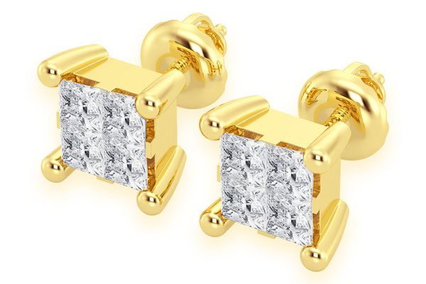 1.00ctw Quad Stud Diamond Earrings 14k Solid Gold 