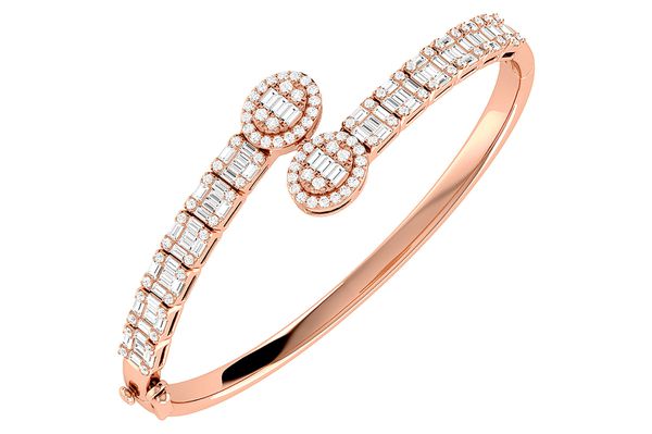 Diamond Bypass Bracelet 14k Solid Gold 2.85ctw