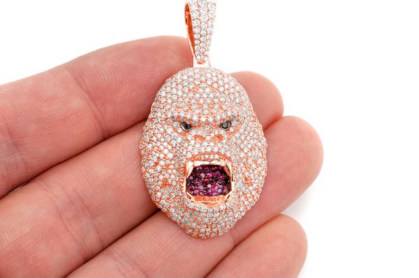 Gorilla Diamond Pendant 14k Solid Gold 4.50ctw