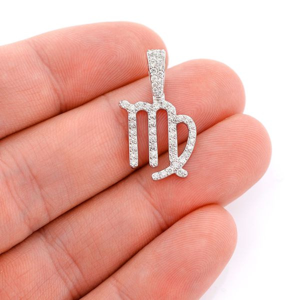 Virgo Zodiac Diamond Pendant 14k Solid Gold 0.87ctw