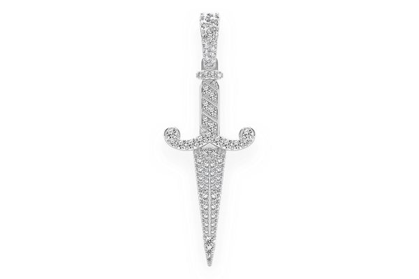 Dagger Diamond Pendant 14k Solid Gold 1.50ctw