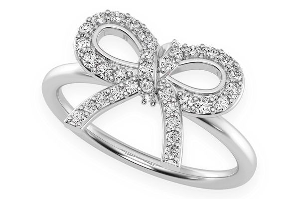 Ribbon Bow Diamond Ring 14k Solid Gold 0.25ctw