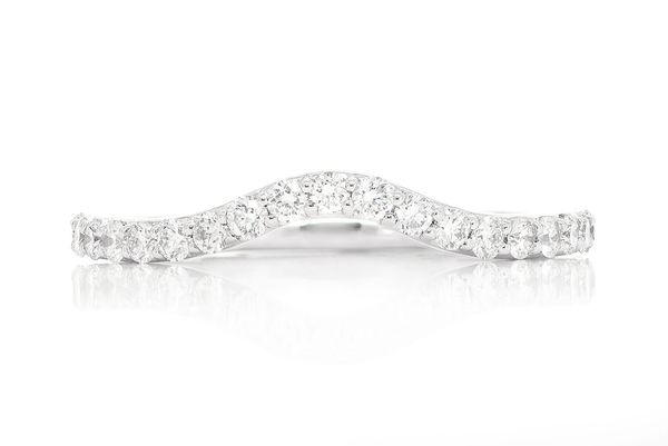 Pitch A Curved Diamond Band 14k Solid Gold 0.40ctw