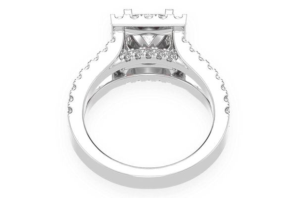 1.00ct Princess Solitaire - Two Row Split - Diamond Engagement Ring - All Natural Vs Diamonds