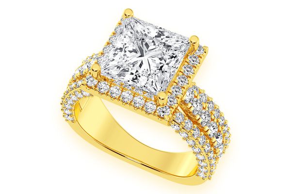 Tripp - 3.00ct Princess Solitaire - Three Row - Diamond Engagement Ring - All Natural Vs Diamonds