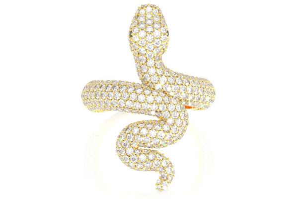 Snake Diamond Ring 14k Solid Gold 2.50ctw