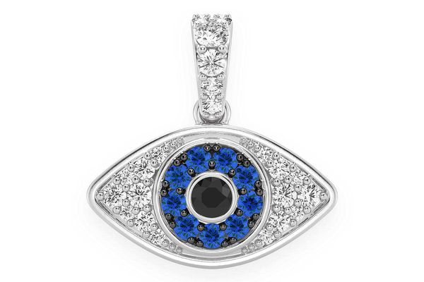 Evil Eye Bubbly Diamond Pendant 14k Solid Gold 0.50ctw