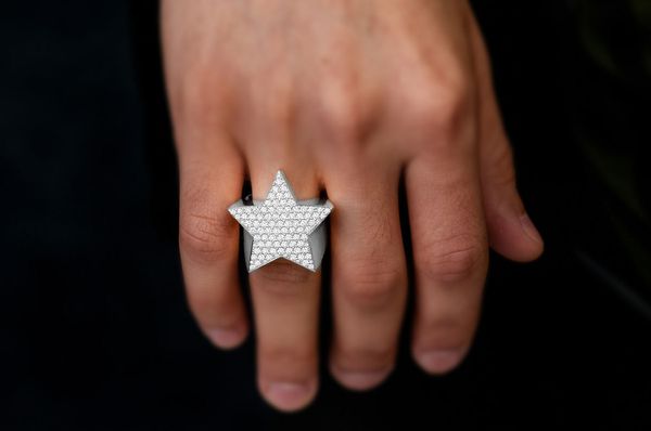 Star Signet Ring 14k Solid Gold 2.25ctw