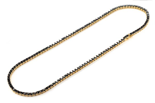 Black Diamond Prong Set Tennis Necklace 14k Solid Gold 110ctw