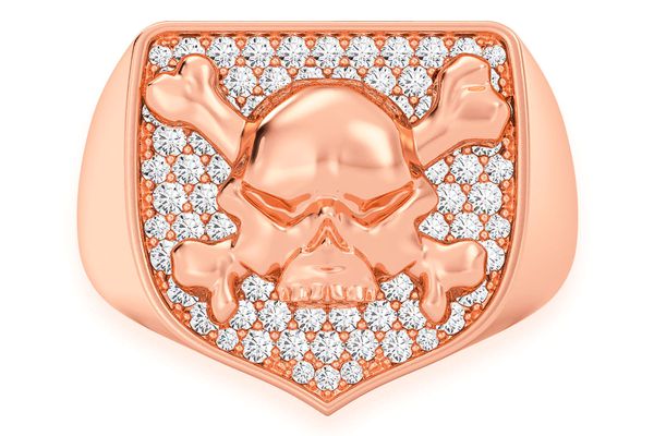 Crossbones Shield Diamond Ring 14k Solid Gold 0.60ctw