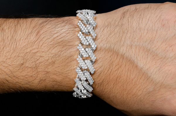 17MM Raised Miami Cuban Link Diamond Bracelet 14k Solid Gold 16.50ctw