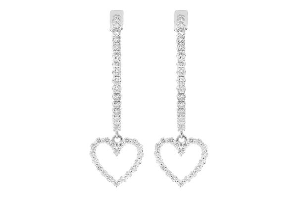 Open Heart Dangling Diamond Hoops 14k Solid Gold 1.85ctw