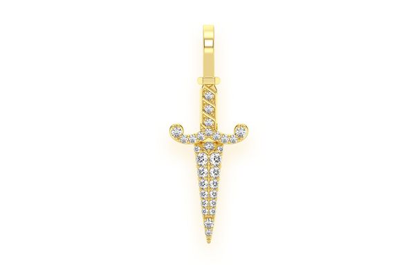 Dagger Diamond Pendant 14k Solid Gold 0.20ctw