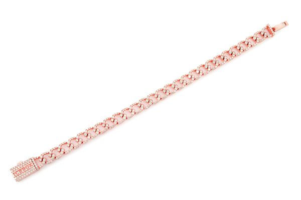 8MM Elongated Miami Cuban Diamond Bracelet 14k Solid Gold 6.25ctw