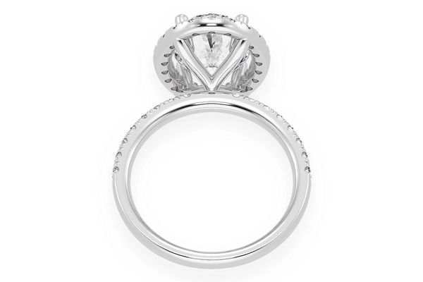 Thav - 3.00ct Oval Solitaire - Scallop Halo One Row - Diamond Engagement Ring - All Natural Vs Diamonds