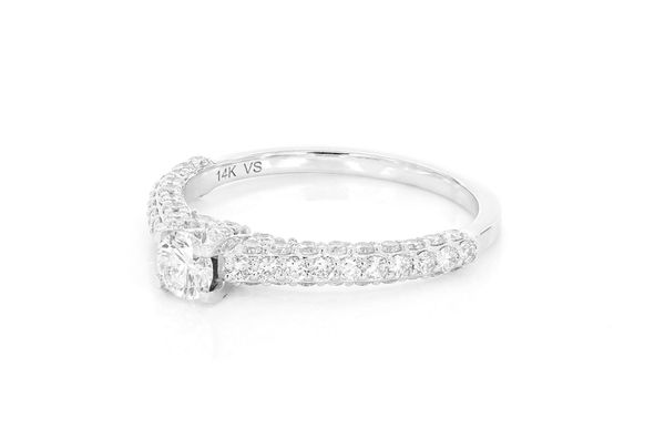 1.10ctw - Cathedral 3 Sides Pave - Engagement Ring - All Natural