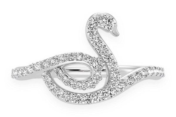 Full Body Swan Diamond Ring 14k Solid Gold 0.33ctw