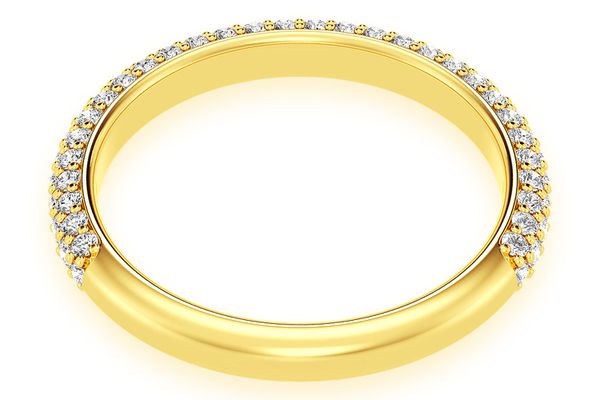 3 Row Diamond Band 14k Solid Gold 0.50ctw