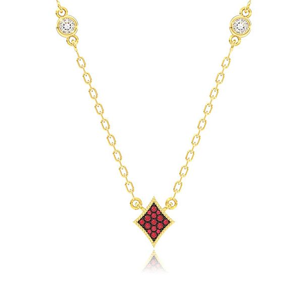 Diamond Playing Cardsymbol Pendant Attached Necklace 14k Solid Gold 0.25ctw