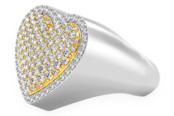 Heart Signet Diamond Ring 14k Solid Gold 1.40ctw