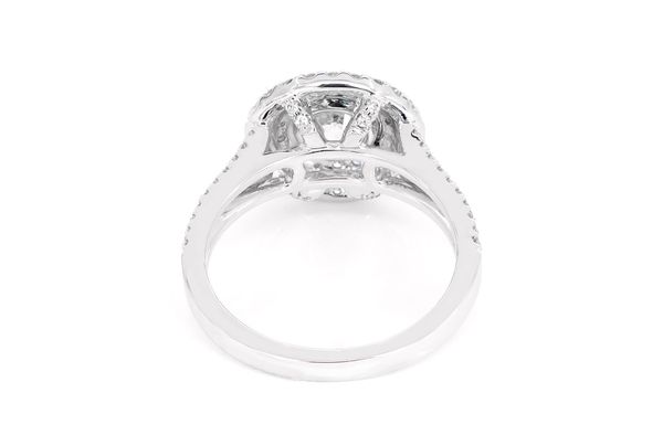 1.50ct Round Solitaire - Double Halo Split Shank - Diamond Engagement Ring - All Natural