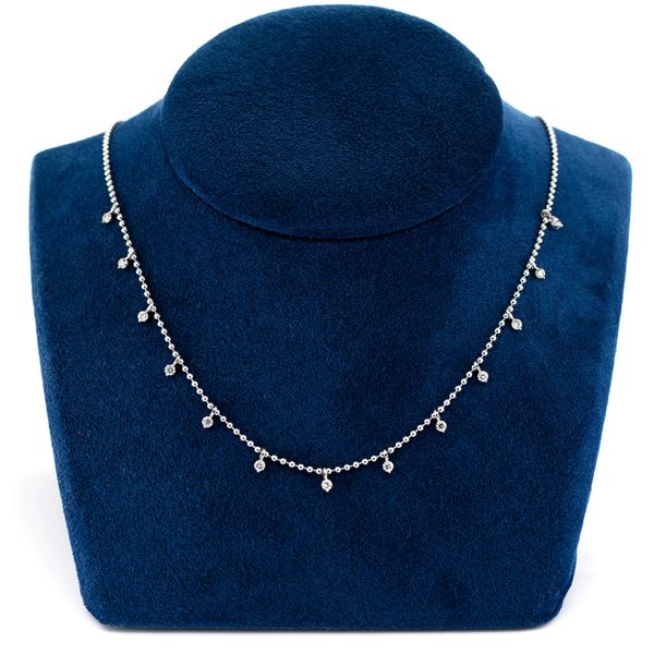 13 Stone Diamond Beaded Necklace 14k Solid Gold 0.50ctw 