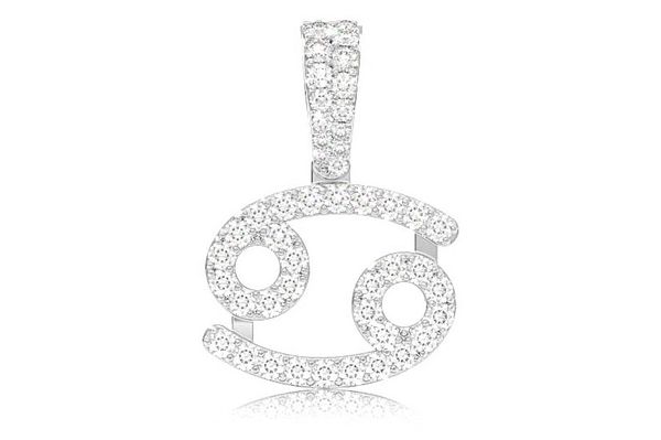 Cancer Zodiac Diamond Pendant 14k Solid Gold 0.87ctw