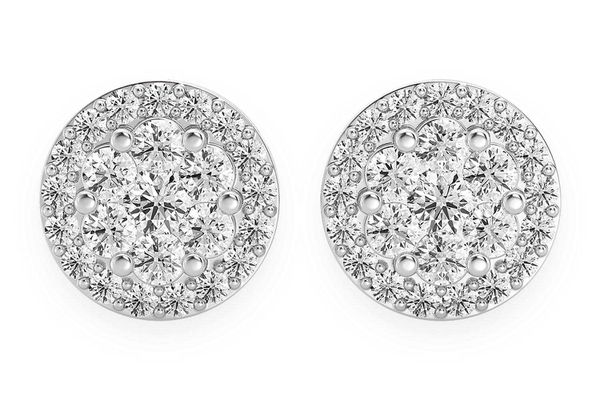 1.50ctw Flower Halo Stud Diamond Earrings 14k Solid Gold