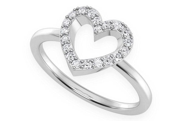 Open Heart Diamond Ring 14k Solid Gold 0.20ctw