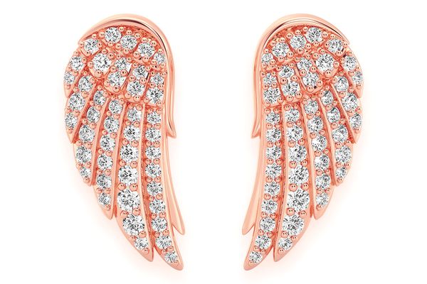 Angel Wing Stud Diamond Earrings 14k Solid Gold 0.50ctw